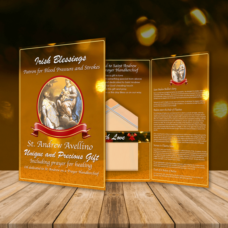 St Andrew Avellino Patron for Blood Pressure and Strokes 4 Fold Presentation
