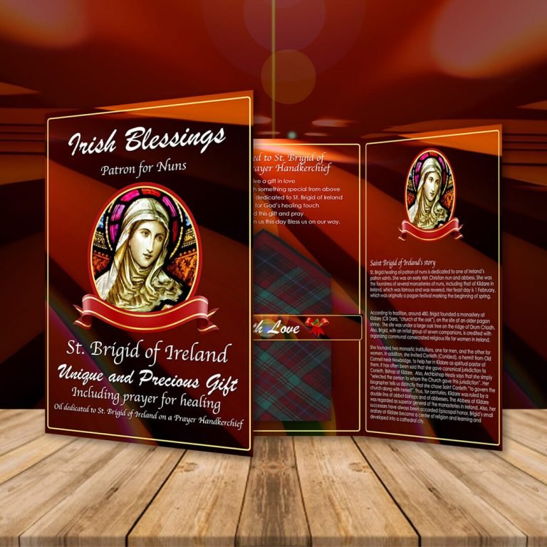 St Brigid of Ireland on a Prayer Handkerchief (Patron for Nuns)
