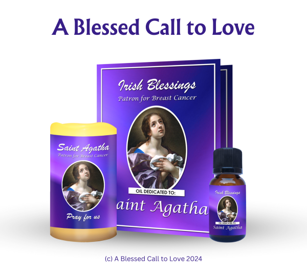 St Agatha (Patron for Breast Cancer) Oil and Candle Set