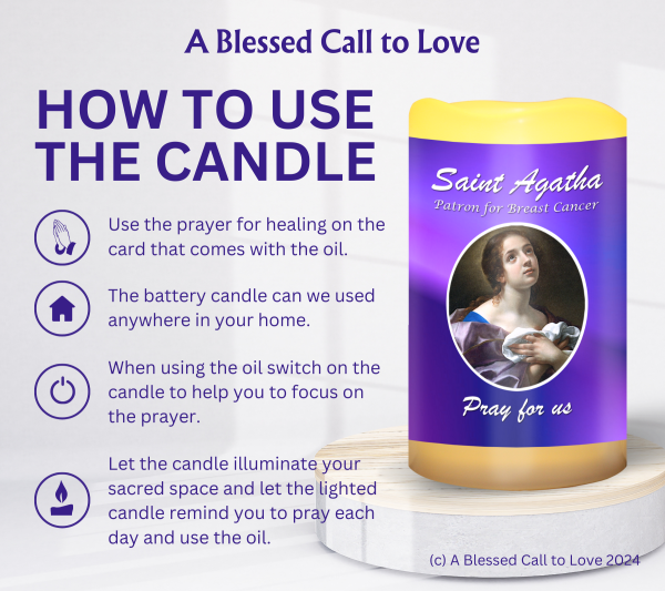 St Agatha (Patron for Breast Cancer) Oil and Candle Set - Image 10