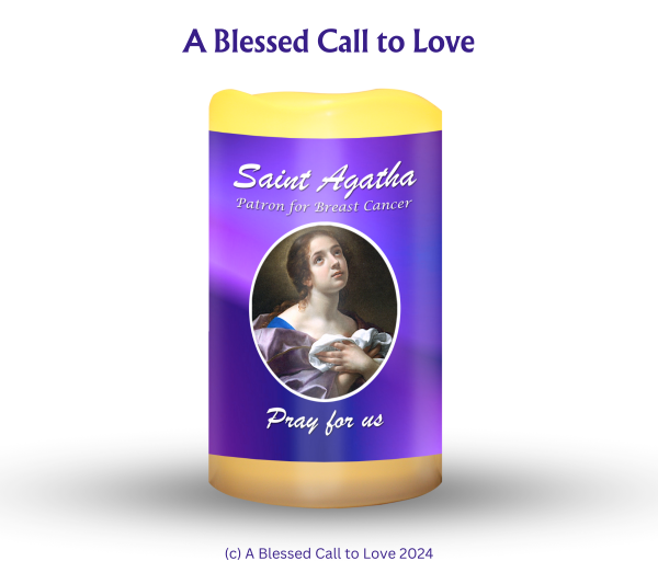 St Agatha (Patron for Breast Cancer) Oil and Candle Set - Image 2