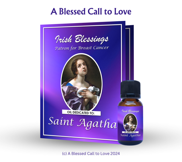St Agatha (Patron for Breast Cancer) Oil and Candle Set - Image 3