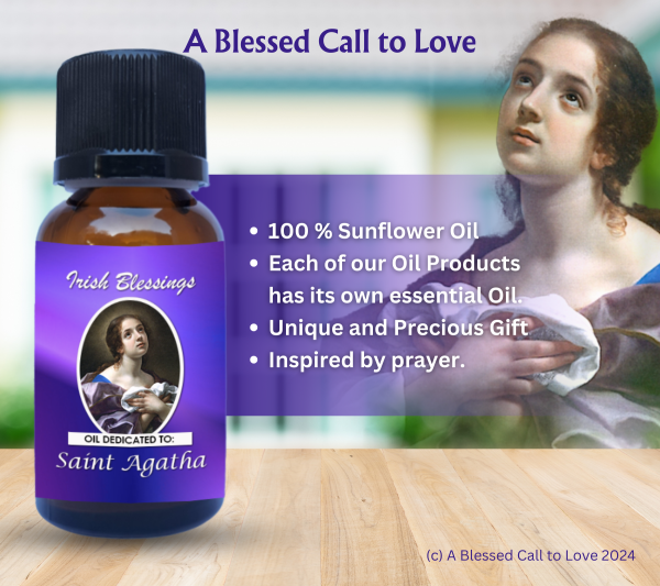 St Agatha (Patron for Breast Cancer) Oil and Candle Set - Image 4