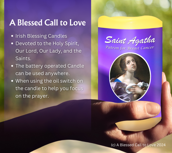 St Agatha (Patron for Breast Cancer) Oil and Candle Set - Image 8