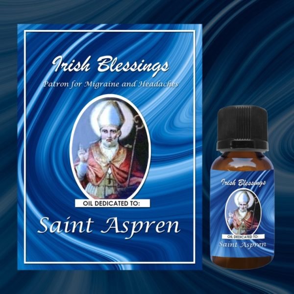 Oil dedicated to St Aspren (patron for migraine and headaches)