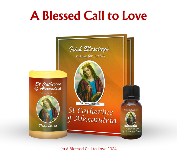 St Catherine of Alexandria (Patron for Jurists) Oil and Candle Set