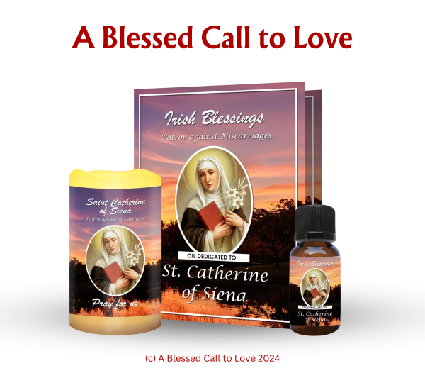 St Catherine of Siena (Patron against Miscarriages) Oil and Candle Set