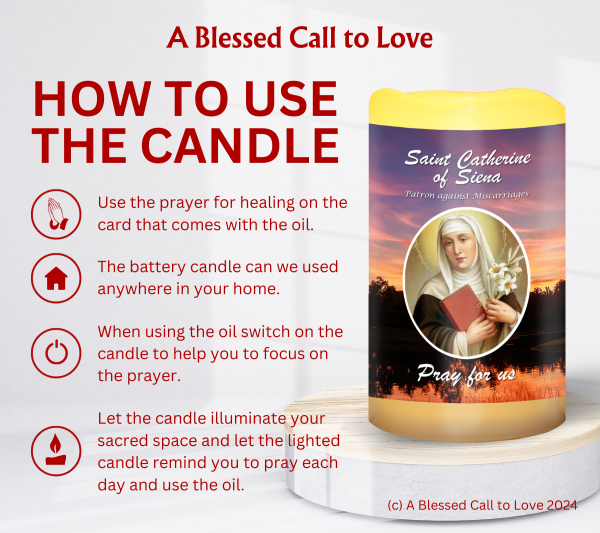 St Catherine of Siena (Patron against Miscarriages) Oil and Candle Set - Image 10