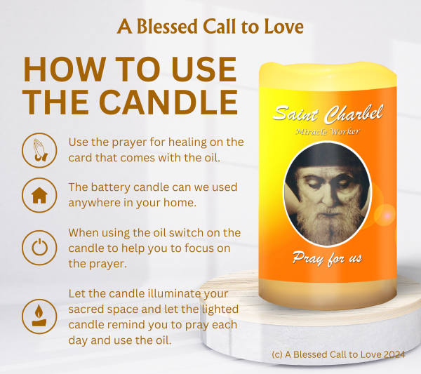 St Charbel (Miracle Worker) Oil and Candle Set - Image 10