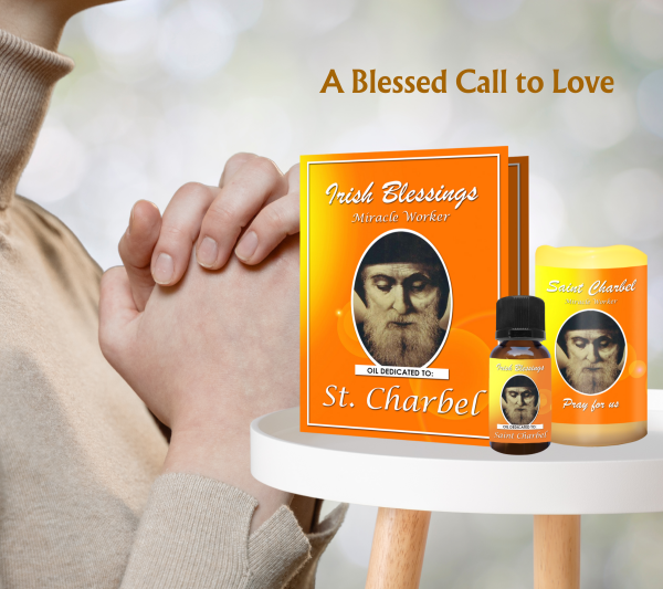 St Charbel (Miracle Worker) Oil and Candle Set - Image 6