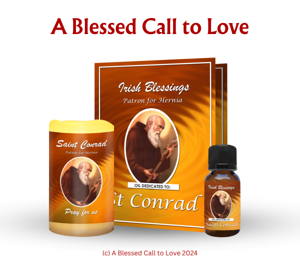 St Conrad (Patron for Hernia) Oil and Candle Set