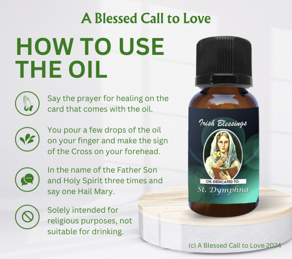 St Dymphna (Patron invoked against Dementia) Oil and Candle Set - Image 9
