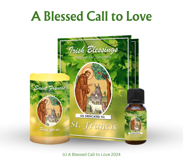 St Francis (Patron for Animals) Oil and Candle Set