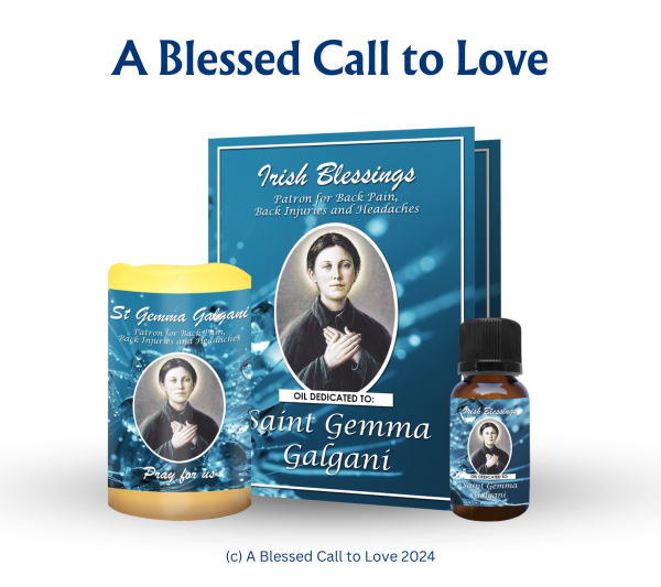 St Gemma Galgani (Patron for Back Pain, Back Injuries and Headaches) Oil and Candle Set