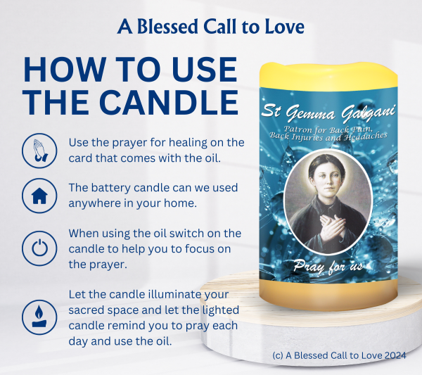 St Gemma Galgani (Patron for Back Pain, Back Injuries and Headaches) Oil and Candle Set - Image 10