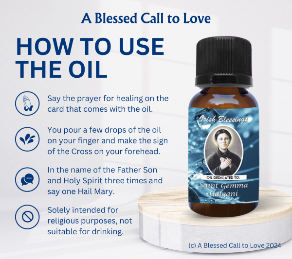 St Gemma Galgani (Patron for Back Pain, Back Injuries and Headaches) Oil and Candle Set - Image 9