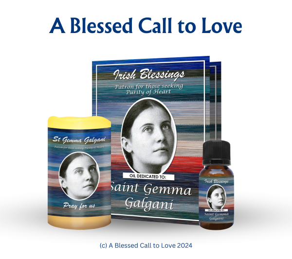 St Gemma Galgani (Patron for those seeking Purity of Heart) Oil and Candle Set