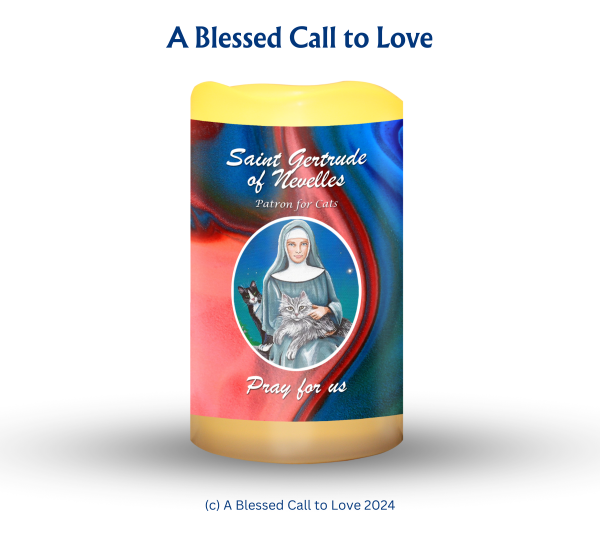 St Gertrude of Nevelles (Patron for Cats) Oil and Candle Set - Image 2