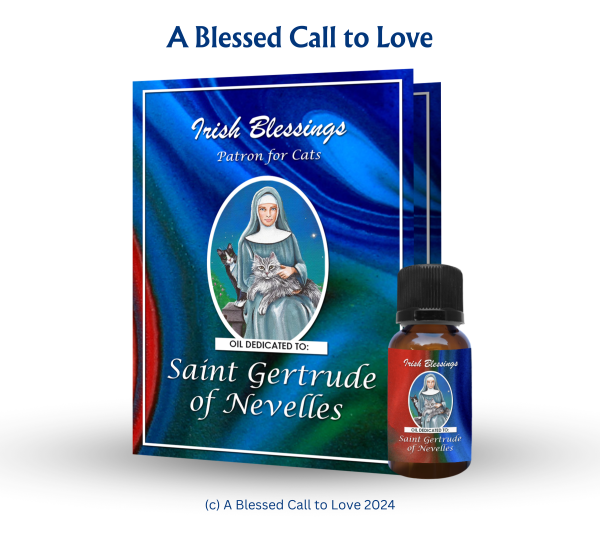 St Gertrude of Nevelles (Patron for Cats) Oil and Candle Set - Image 3