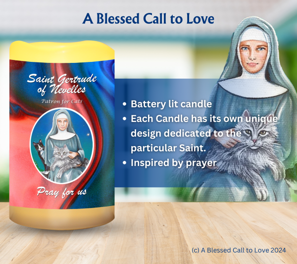 St Gertrude of Nevelles (Patron for Cats) Oil and Candle Set - Image 5