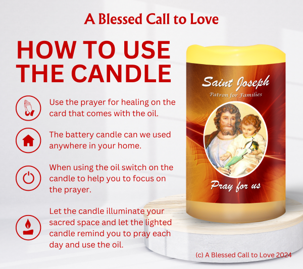 St Joseph (Patron for Families) Oil and Candle Set - Image 10