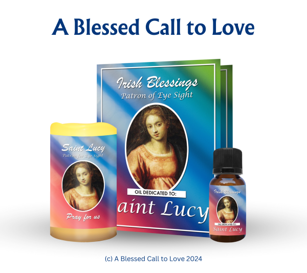 St Lucy (Patron for Eye Problems) Oil and Candle Set