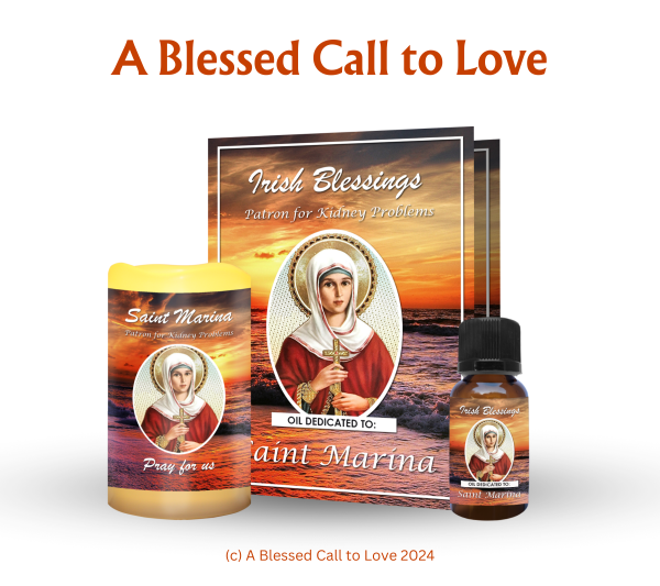 St Marina (Patron for Kidney Problems) Oil and Candle Set