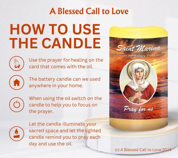 St Marina (Patron for Kidney Problems) Oil and Candle Set - Image 10