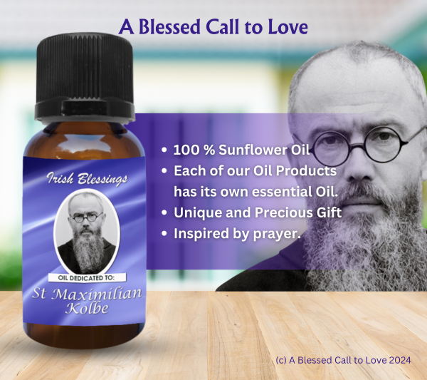 St Maximilian Kolbe (Patron for Recovery from Drug Addiction) Oil and Candle Set - Image 4