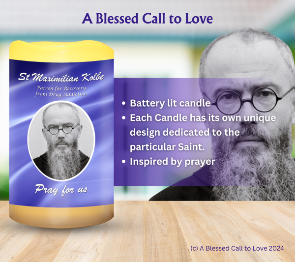 St Maximilian Kolbe (Patron for Recovery from Drug Addiction) Oil and Candle Set - Image 7