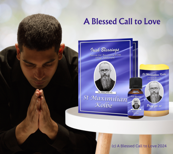 St Maximilian Kolbe (Patron for Recovery from Drug Addiction) Oil and Candle Set - Image 6