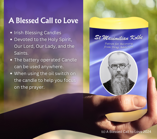 St Maximilian Kolbe (Patron for Recovery from Drug Addiction) Oil and Candle Set - Image 5