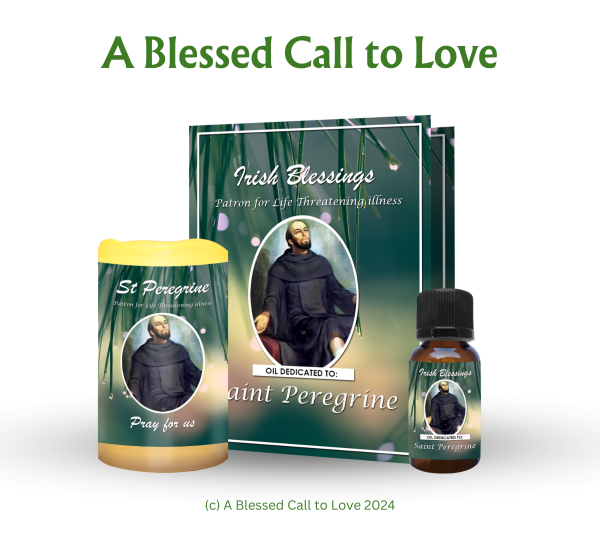 St Peregrine (Patron for Life Threatening illness) Oil and Candle Set