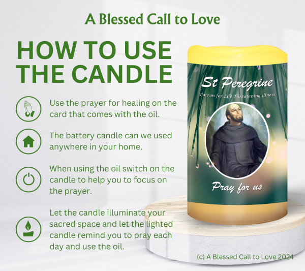 St Peregrine (Patron for Life Threatening illness) Oil and Candle Set - Image 10