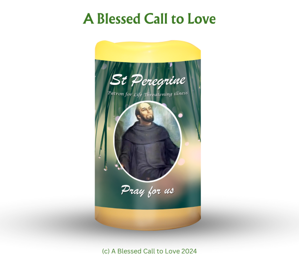 St Peregrine (Patron for Life Threatening illness) Oil and Candle Set - Image 2