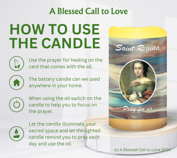 St Regina (Patron Against Poverty) Oil and Candle Set - Image 10