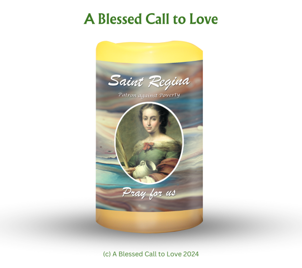 St Regina (Patron Against Poverty) Oil and Candle Set - Image 2