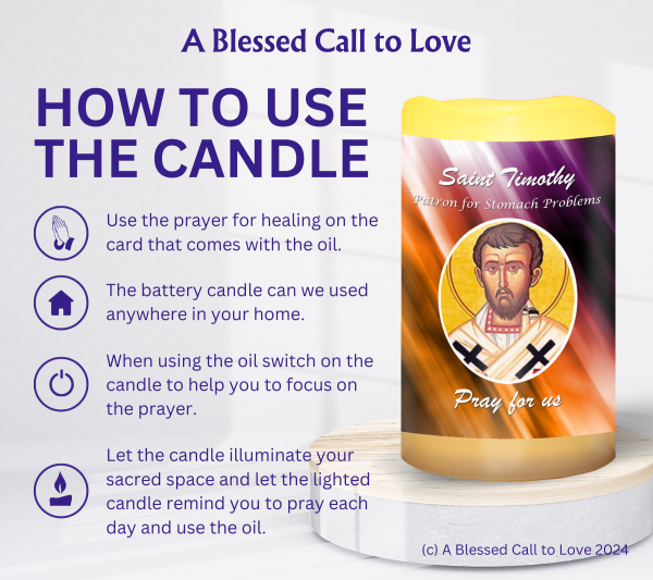 St Timothy (Patron for Stomach Problems) Oil and Candle Set - Image 10