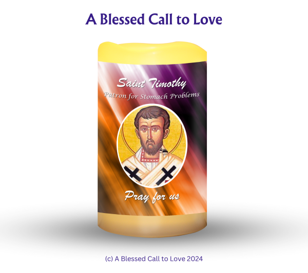 St Timothy (Patron for Stomach Problems) Oil and Candle Set - Image 2