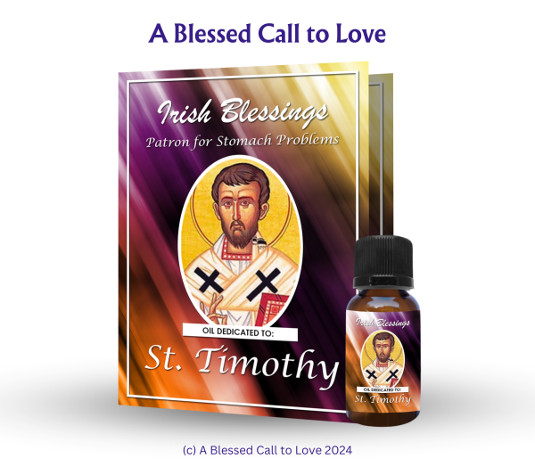 St Timothy (Patron for Stomach Problems) Oil and Candle Set - Image 3