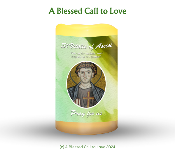 St Vitalis of Assisi (Patron for Sickness and Disease of the Genitals) Oil and Candle Set - Image 2