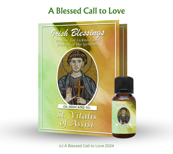 St Vitalis of Assisi (Patron for Sickness and Disease of the Genitals) Oil and Candle Set - Image 3
