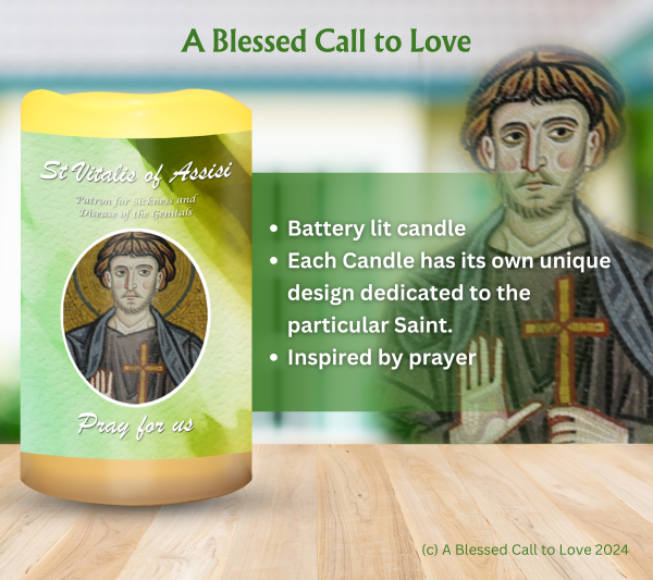 St Vitalis of Assisi (Patron for Sickness and Disease of the Genitals) Oil and Candle Set - Image 5