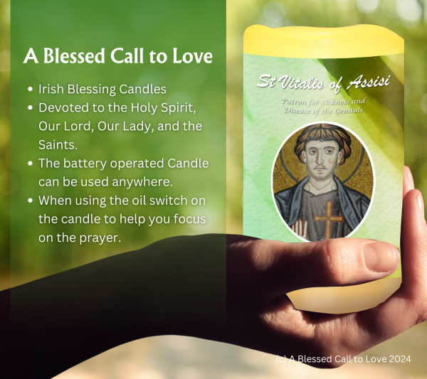 St Vitalis of Assisi (Patron for Sickness and Disease of the Genitals) Oil and Candle Set - Image 8