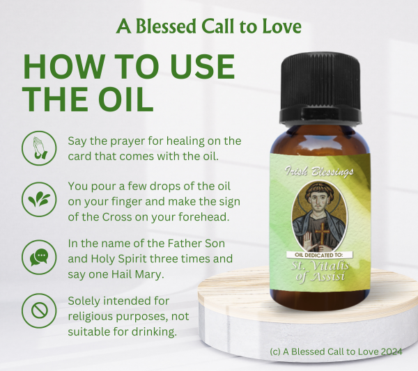St Vitalis of Assisi (Patron for Sickness and Disease of the Genitals) Oil and Candle Set - Image 9