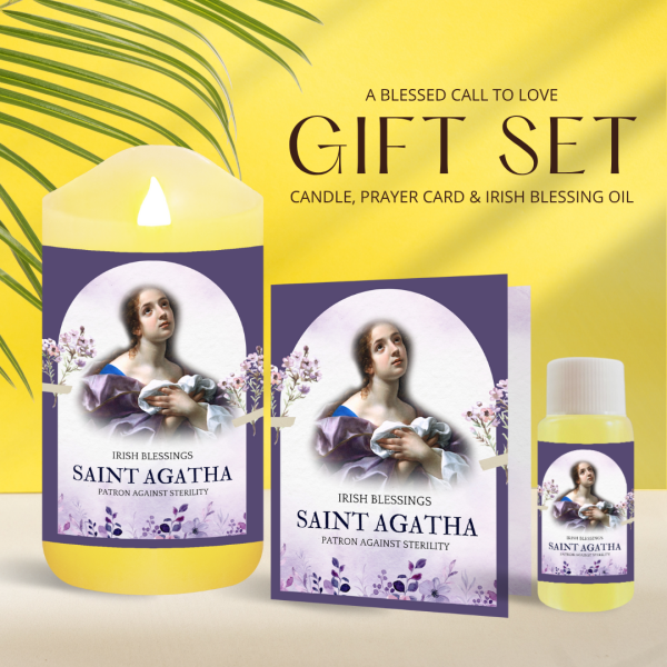 St Agatha (Patron against Sterility) - Oil and Candle Gift Set