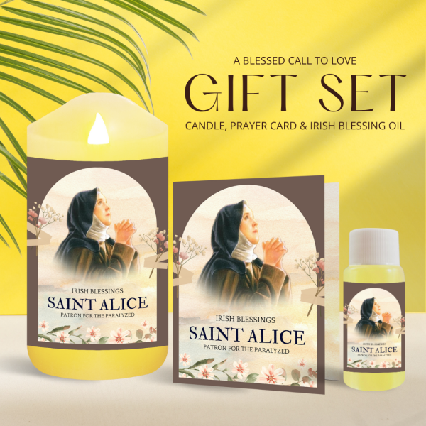 St Alice (Patron for the Paralyzed) - Oil and Candle Gift Set