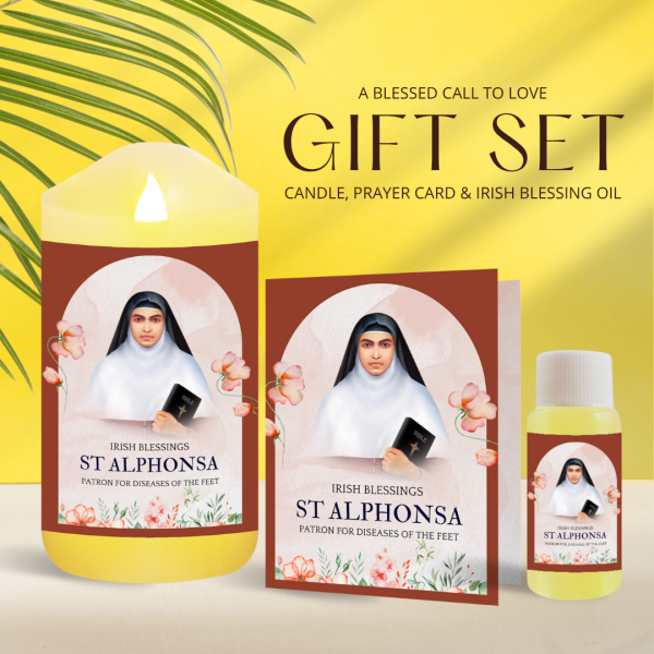 St Alphonsa (Patron for Diseases of the Feet) - Oil and Candle Gift Set