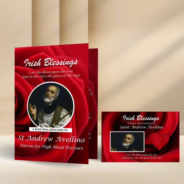St Andrew Avellino (Patron for High Blood Pressure) - Rose Petal Prayer Card