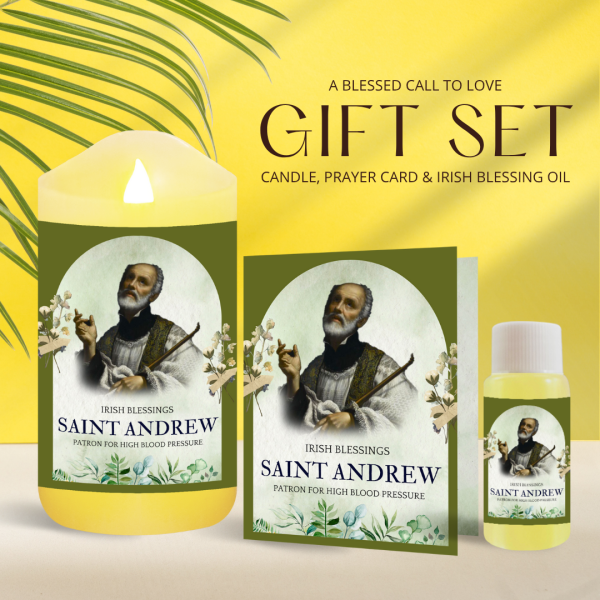 St Andrew Avellino (Patron for High Blood Pressure) - Oil and Candle Gift Set
